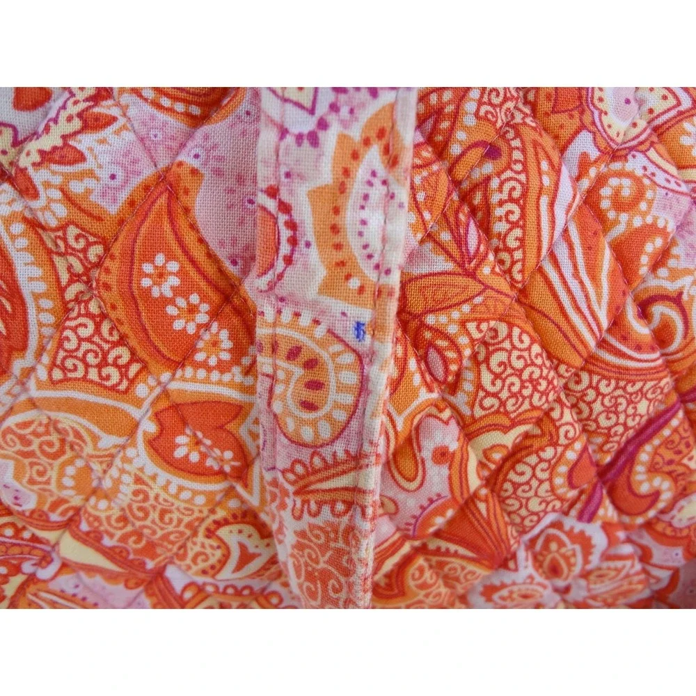 Vera Bradley Sherbert Paisley Quilted Cotton Tote Bag Orange Pink Yellow - Picture 7 of 8